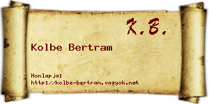 Kolbe Bertram névjegykártya